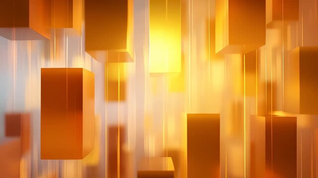 Abstract orange vertical blocks in a glowing geometric composition