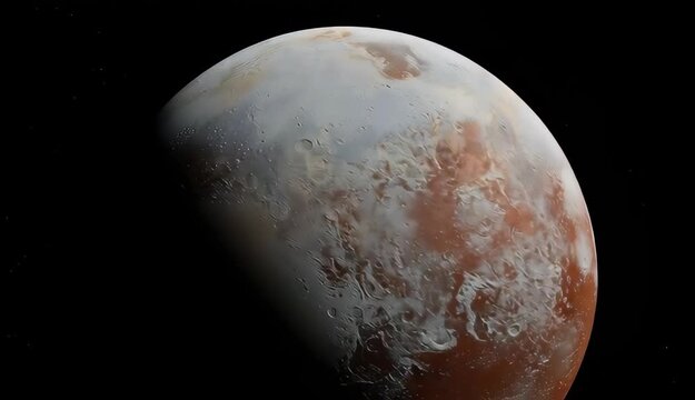 Detailed view of a distant icy planetary surface