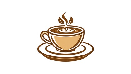 Obraz premium Aromatic Coffee Cup Illustration with Steam and Saucer.