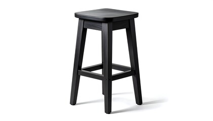 Elegant Black Wooden Stool on White Background for Modern Interiors.