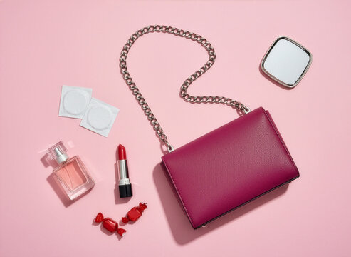 Flat lay de una mujer que tiene una cita o encuentro sexual