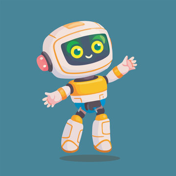  kid astronaut with jet pack flying cartoon