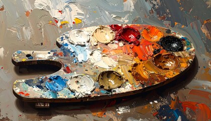 Artists Palette - A Colorful Symphony of Mixed Paints.
