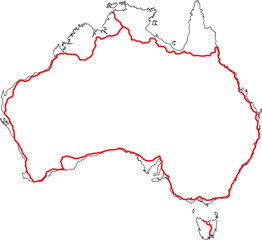 Highway 1 on the Outline Map of Australia © Griffin9678
