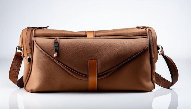 Brown leather travel duffle bag