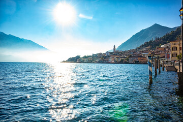 Foreshortening of Limone sul Garda Village