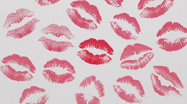 Pattern of pink lip prints