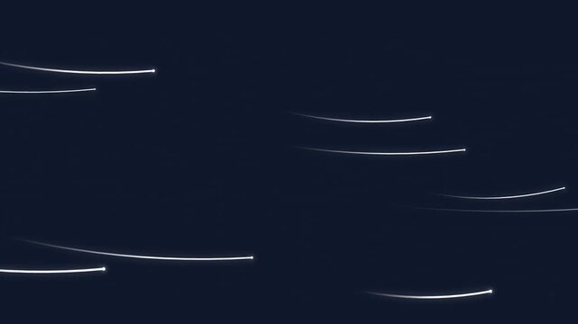 Dark blue background with white curved lines.