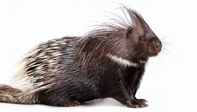 Porcupine profile with quills and white stripe