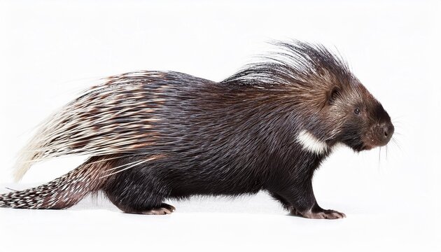 Porcupine walking on white background