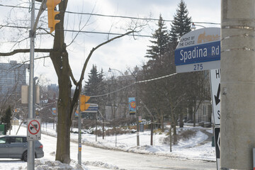 Naklejka premium looking south on Spadina Rd at Davenport Rd (at the foot of the Baldwin Steps), Toronto