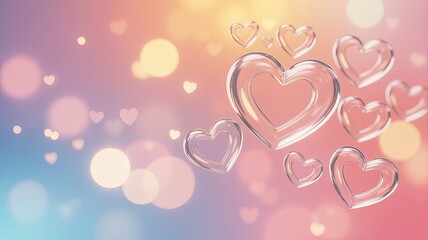 Floating hearts in soft glow 