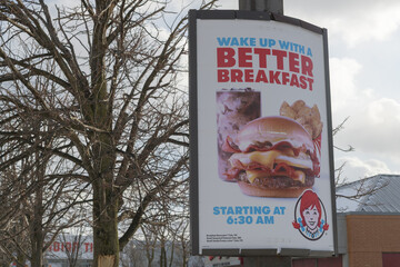 Naklejka premium roadside poster for Wendy's, a fast food restaurant, located at 731 Eastern Av, Toronto