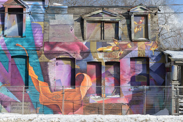 Naklejka premium dilapidated houses at 35-49 Broadview Av, Toronto