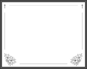 Obraz premium Funeral invitation card. Beige background, funeral card with church cross. 