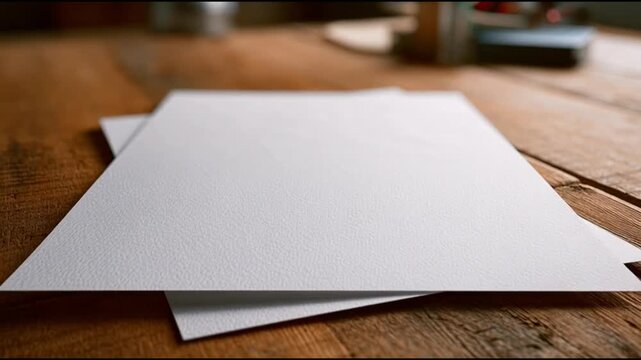Stack of papers on wooden surface