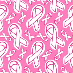 Breast cancer month seamless pink ribbon day mammogram pattern for medical accessories and medicine textiles
