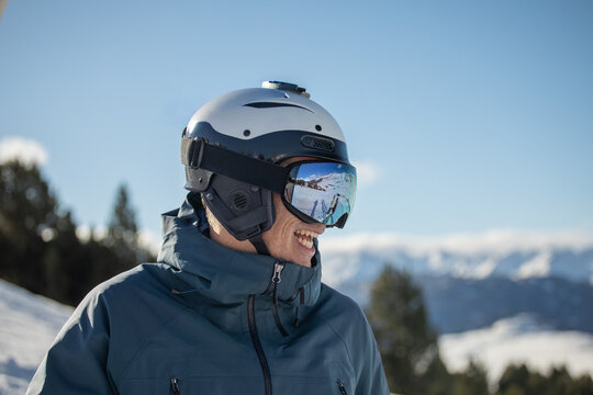Man enjoying a snowy day in the Pyrenean mountains