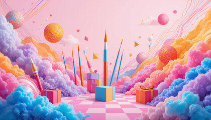 abstract background with colorful clouds