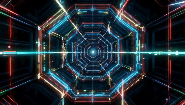 Futuristic 4K technology background featuring 3D rendered hexagon pattern symbolizing big data digital networks advanced innovation with depth 