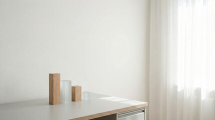 Fototapeta premium Data Analytics Concept with Blank Chart Blocks in Corner and Huge Negative Copy Space