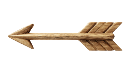 Wooden arrow symbol pointing left handcrafted natural direction sign rustic navigation concept illustration isolated on white background