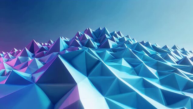 High quality 4K 3D abstract animation of morphing topographic surface cycling smoothly through blue purple gradient waves seamless 