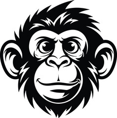 Fototapeta premium Cartoonmonkeyheadwithspikyhairandsmilingfaceisolatedontransparentbackground