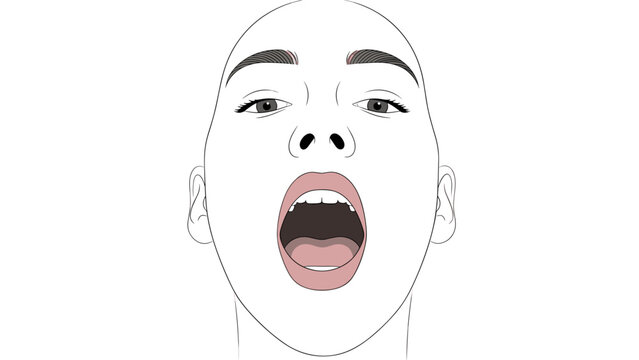 Abstract illustration of a person screaming with open mouth  