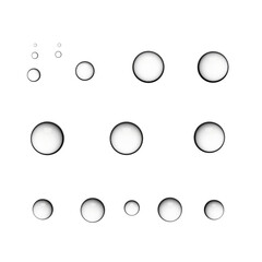 A set of various sized circles in a grid pattern isolated on transparent background