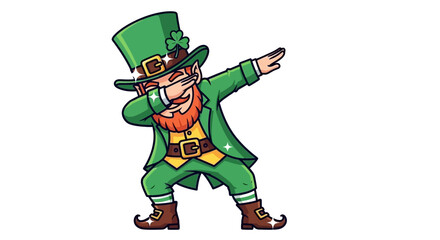 Dabbing Leprechaun Vector Illustration with Shamrock Hat