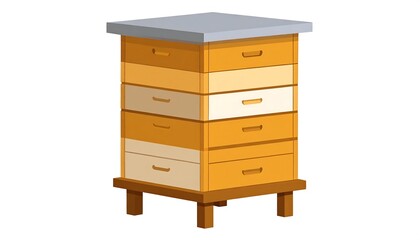 Colorful Beehive Illustration - A Detailed Look at Beekeeping Equipment.