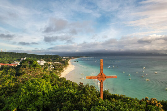 Christian Cross Landmark Standing Above a Tropical Island Paradise - 4