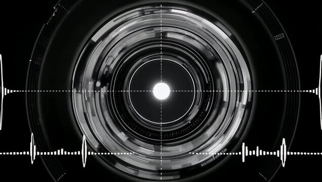 4K visualization of advanced radar HUD based sensing systems featuring rotating animated detection objects real time signal wave propagation spatial tracking graphics futuristic location 