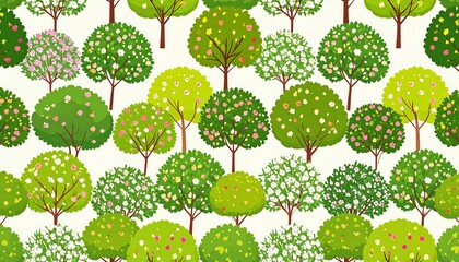 Lush Green Tree Canopy Pattern for Textile Design.