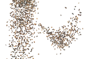 Fish Tank decorative Rock stone gravel fly explosion fall, brown stone rock explode abstract cloud fly, splash in air for ground floor. White background isolated high speed shutter freeze shot