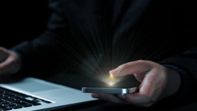 This striking illustration showcases glowing stars and chat bubbles emerging from a smartphone, symbolizing the importance of user feedback and online reviews in today digital landscape. Qubit