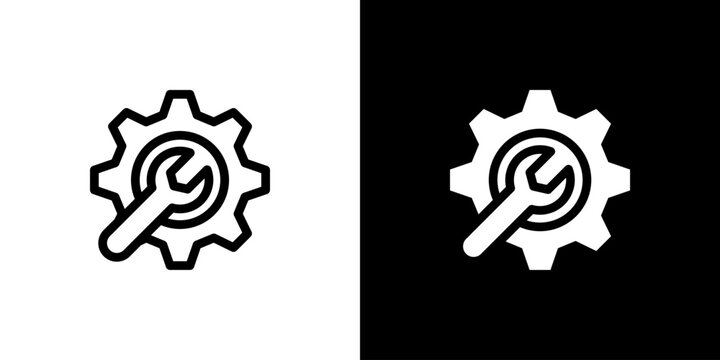Technical Support icon concept with flat Black White Background. Vector illustration.