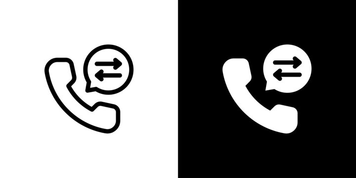 Call Forwarding icon concept with flat Black White Background. Vector illustration.