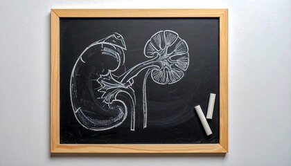 Kidney Anatomy Chalkboard Illustration - Medical Education and Healthcare Concept.