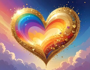 Golden Heart in the Sky - A Symbol of Love and Hope.