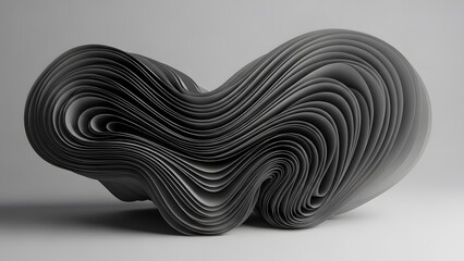 A bold 3D abstract sculpture with vibrant layered ribbons in pink, orange, and teal. The colorful fluid curves against a dark background create a high-contrast, energetic, and modern look.