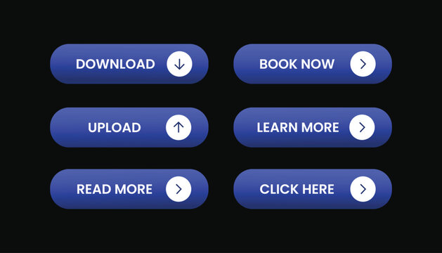 Modern Blue Gradient Call To Action Buttons Set for Web and Mobile UI Illustration 