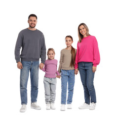 Fototapeta premium Portrait of happy family on white background