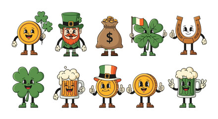 Obraz premium Charming St. Patrick's Day Characters: A Festive Collection of Luck and Merriment