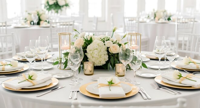 Elegant table setting with floral centerpiece for wedding fair visits  