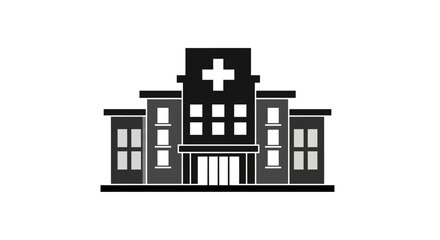 Fototapeta premium Generic hospital building icon with medical cross symbol. Healthcare facility illustration for emergency services and clinic design.
