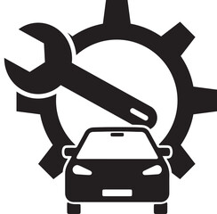 Naklejka premium Car Service and Repair Icon with Wrench and Gear