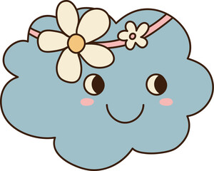 Cloud Groovy Face With Flower Headband