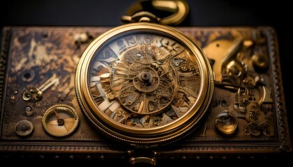 Vintage Pocket Watch on Ornate Box.